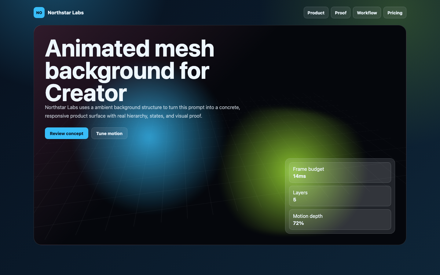 Animated Backgrounds preview for Ambient Animated Mesh Background for Creator