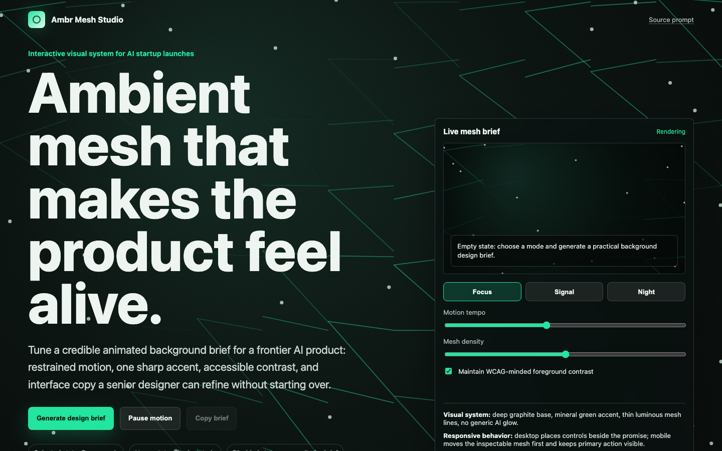Animated Backgrounds preview for Ambient Animated Mesh Background for AI startup