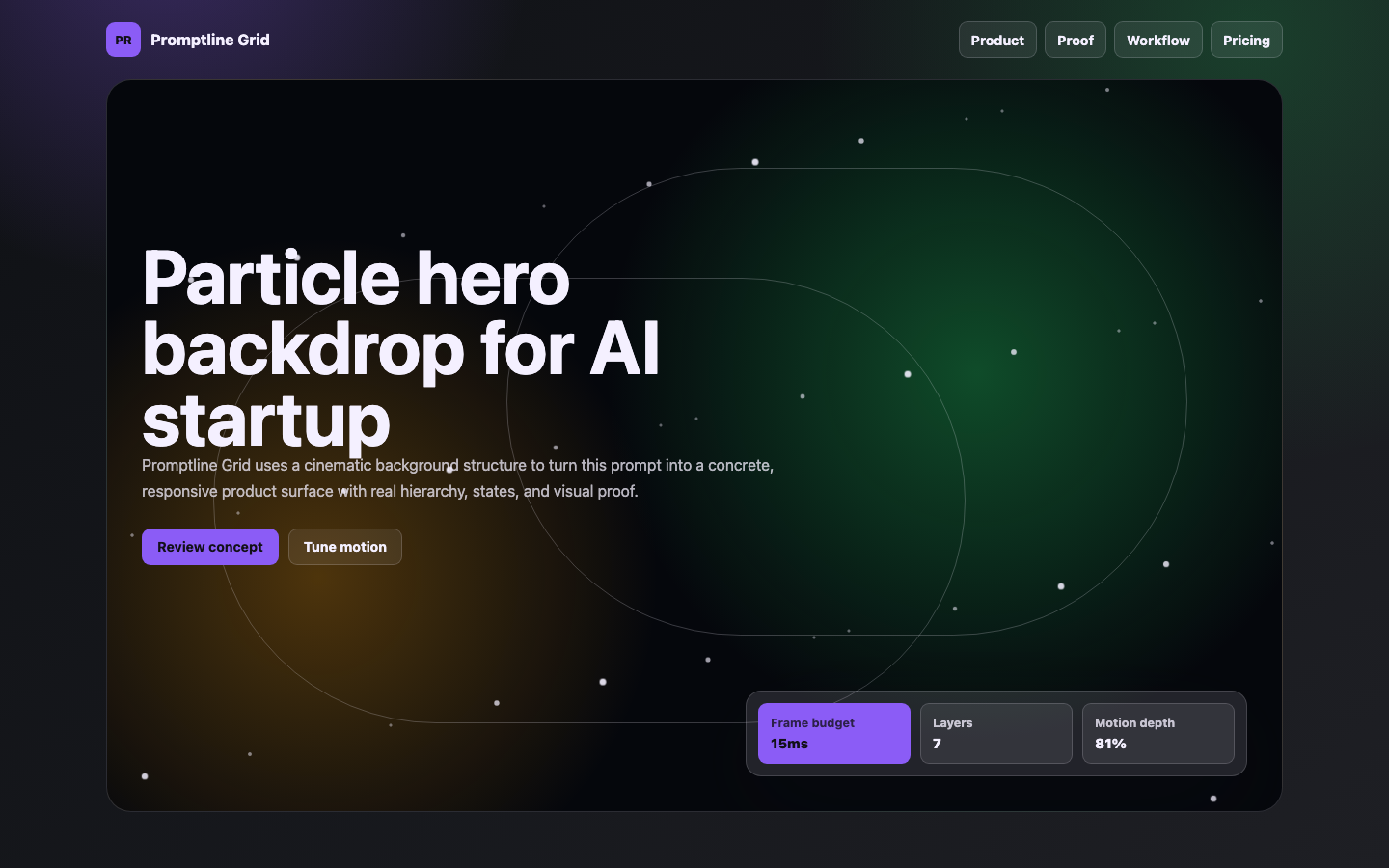 Animated Backgrounds preview for Cinematic Particle Hero Backdrop for AI startup