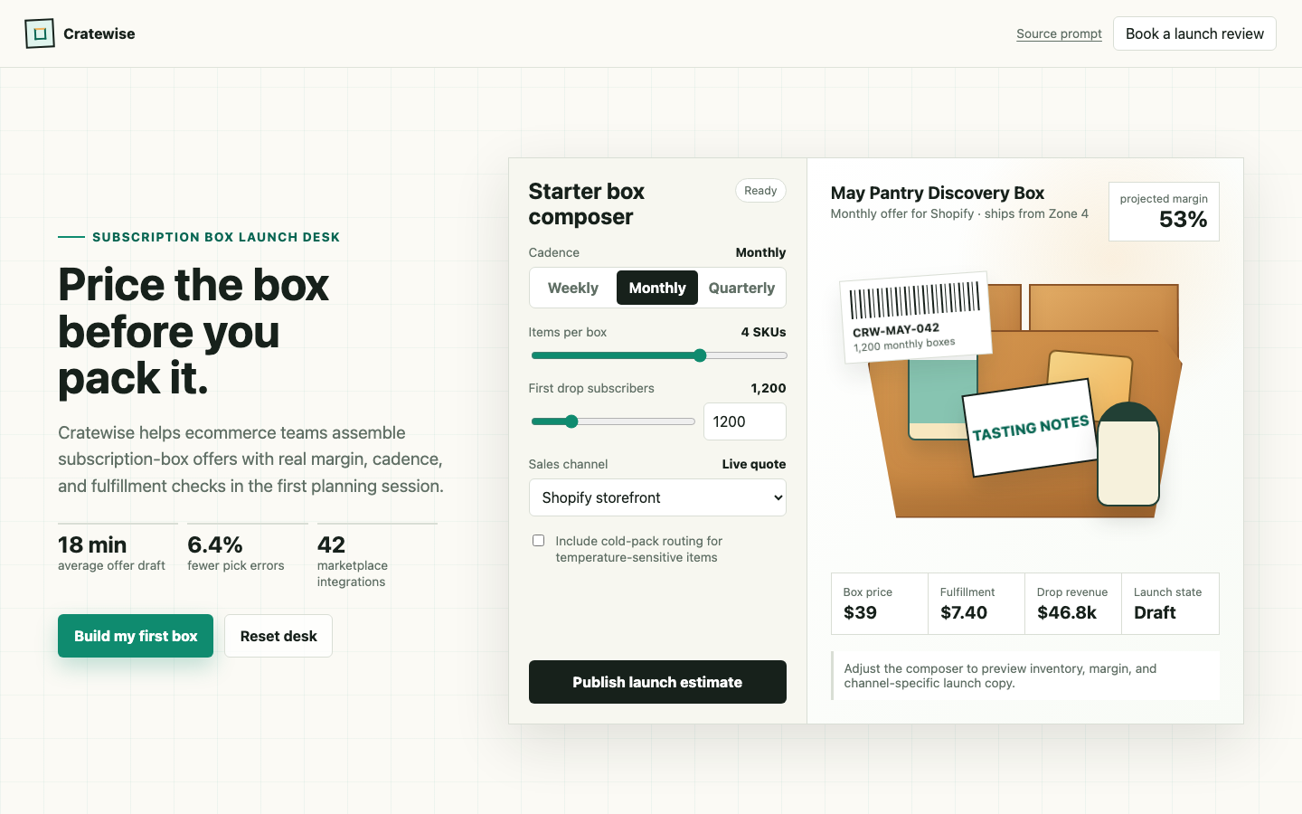 Ecommerce and Marketplaces preview for Clean Subscription Box Landing Page for SaaS