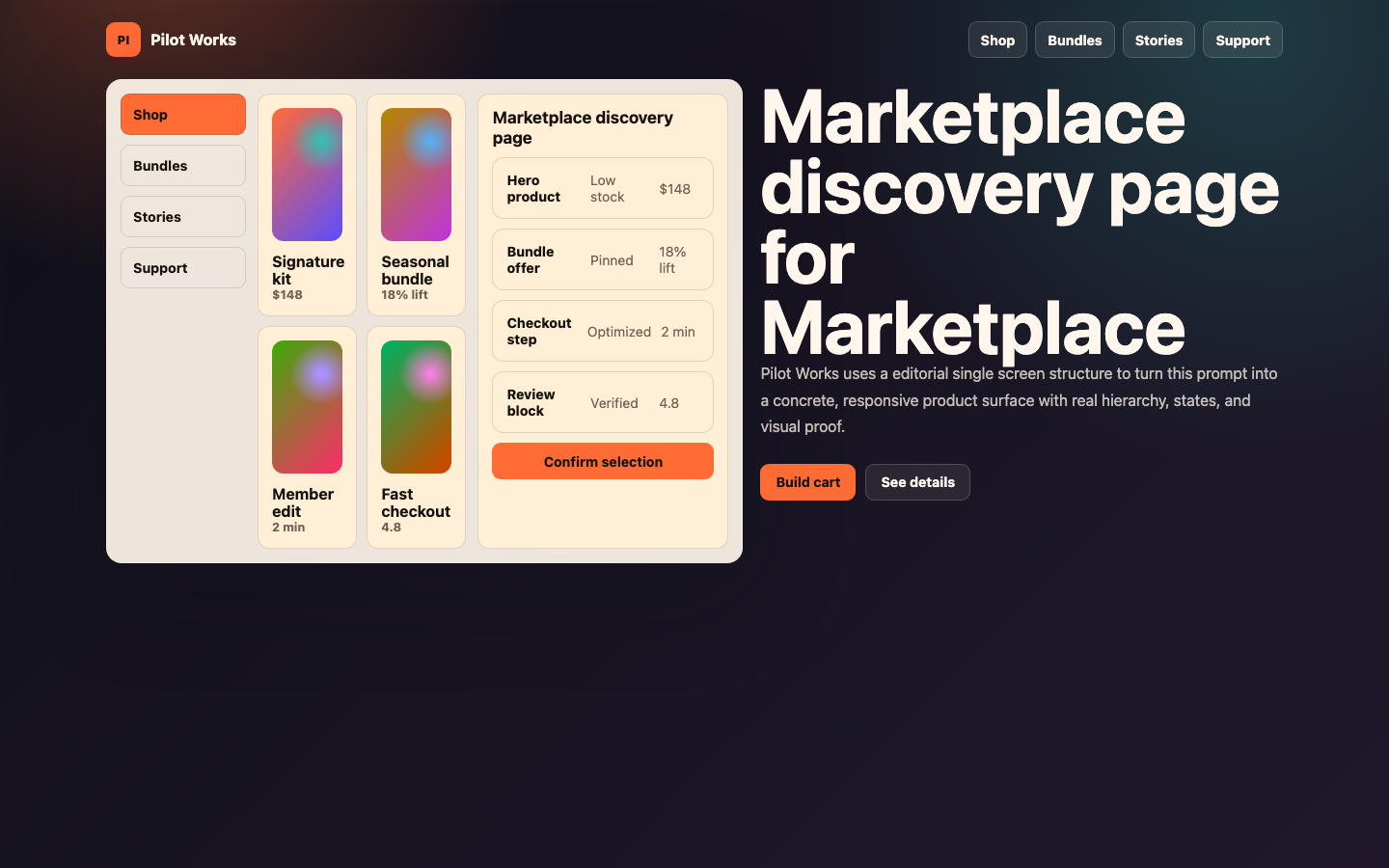 Ecommerce and Marketplaces preview for Editorial Marketplace Discovery Page for Marketplace