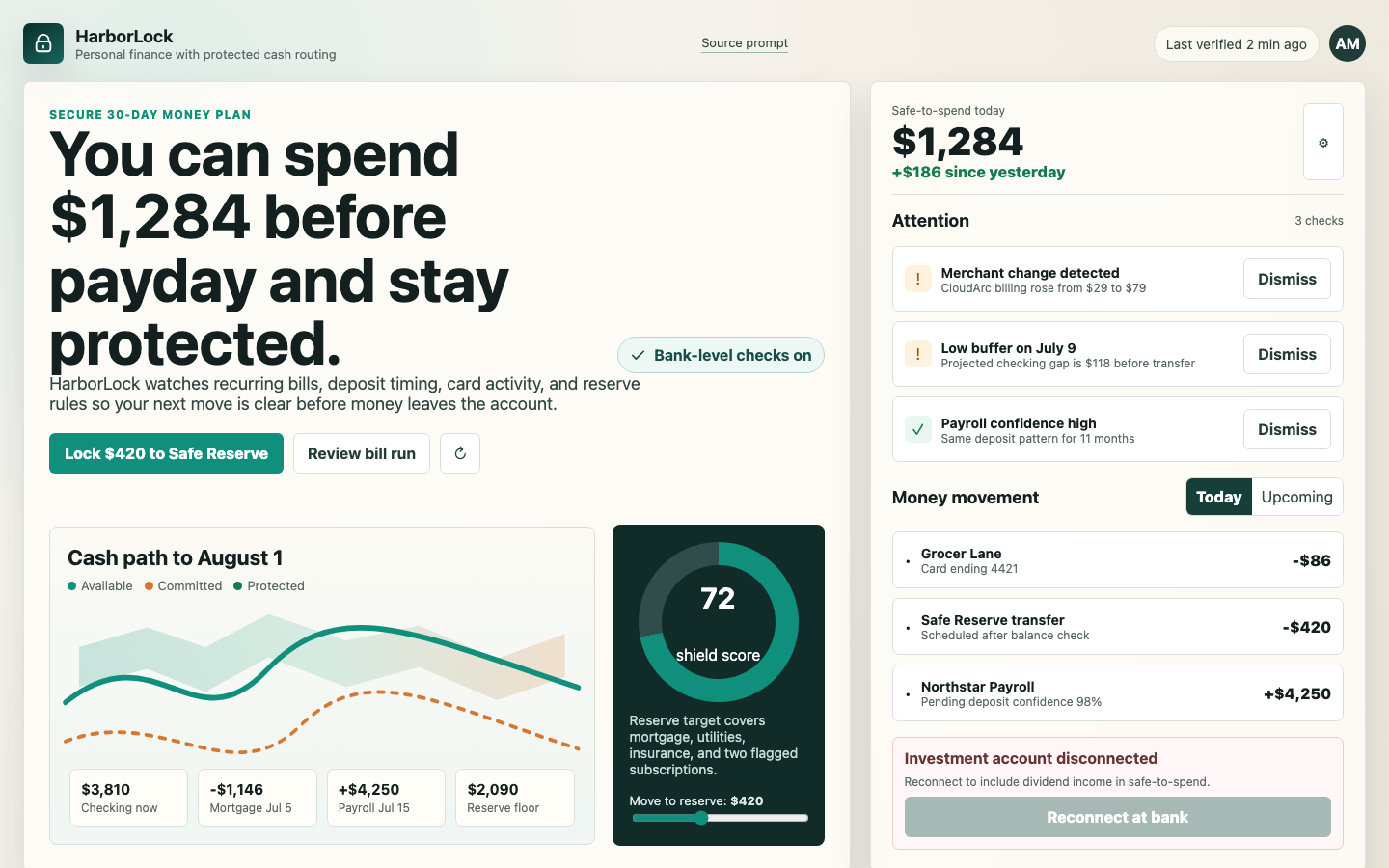 Fintech and Productivity preview for Secure Personal Finance Dashboard for Fintech