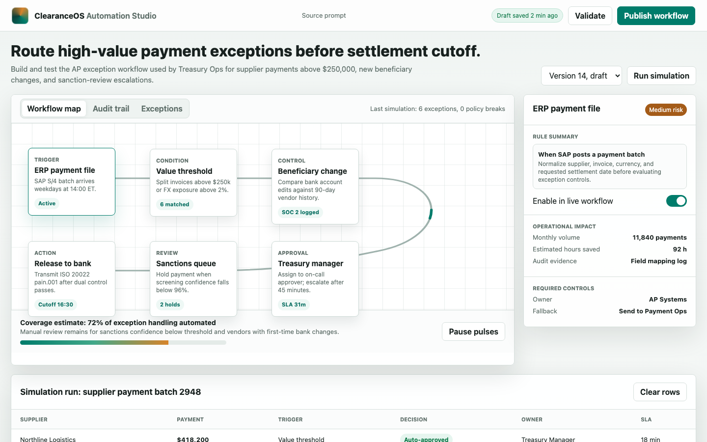 Fintech and Productivity preview for Enterprise Workflow Automation Screen for SaaS
