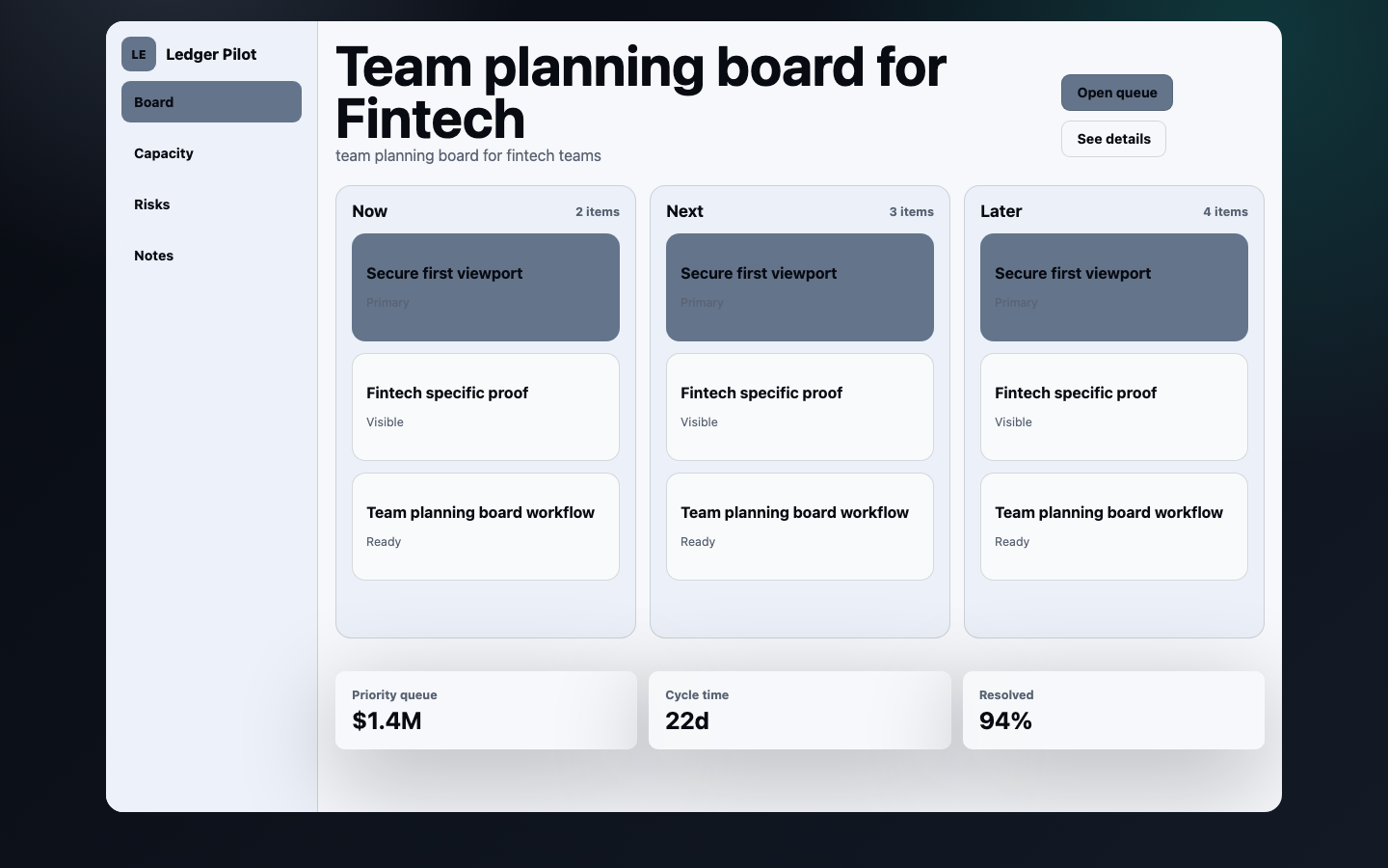 Fintech and Productivity preview for Secure Team Planning Board for Fintech