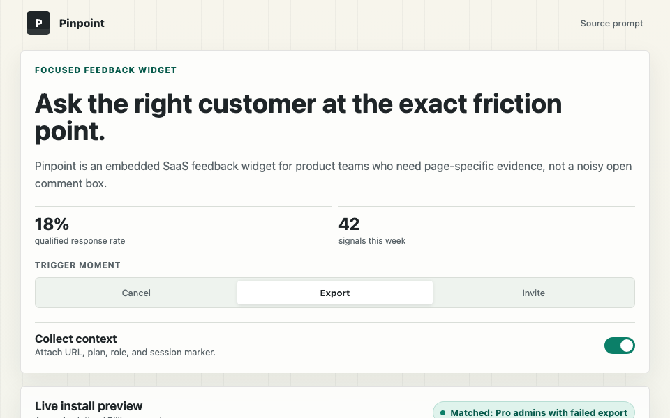 Forms, Feedback & Data Collection preview for Focused Customer Feedback Widget for SaaS
