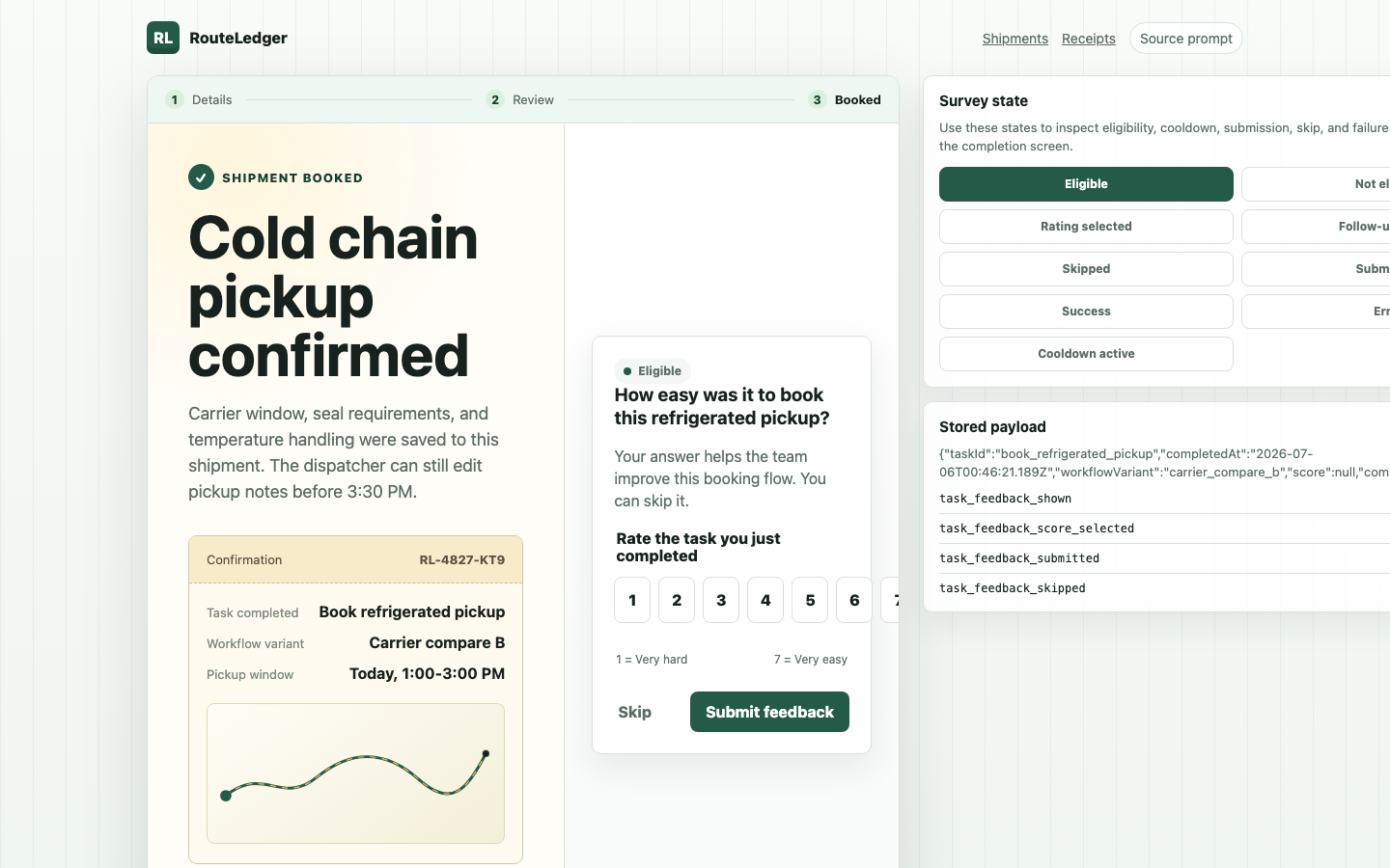 Forms, Feedback & Data Collection preview for Post-Task Survey for Completed Product Workflows