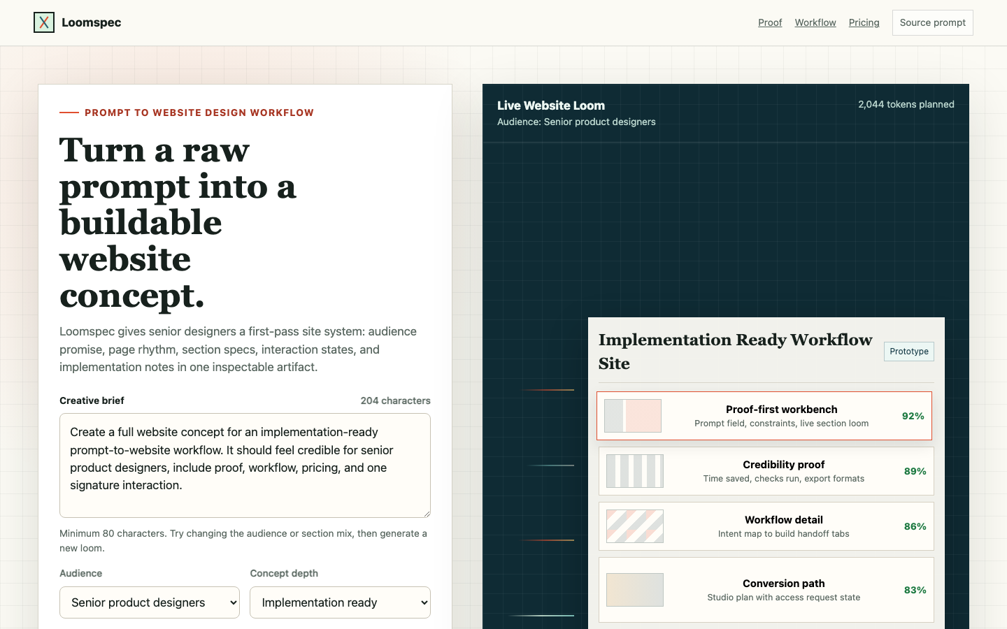 Full Website Concepts preview for Implementation Ready Prompt To Website Design Workflow