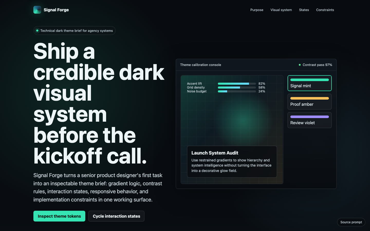 Gradients and Visual Systems preview for Technical Dark UI Theme for Agency