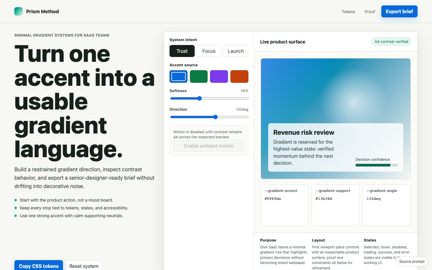 Gradients and Visual Systems preview for Minimal Gradient System for SaaS