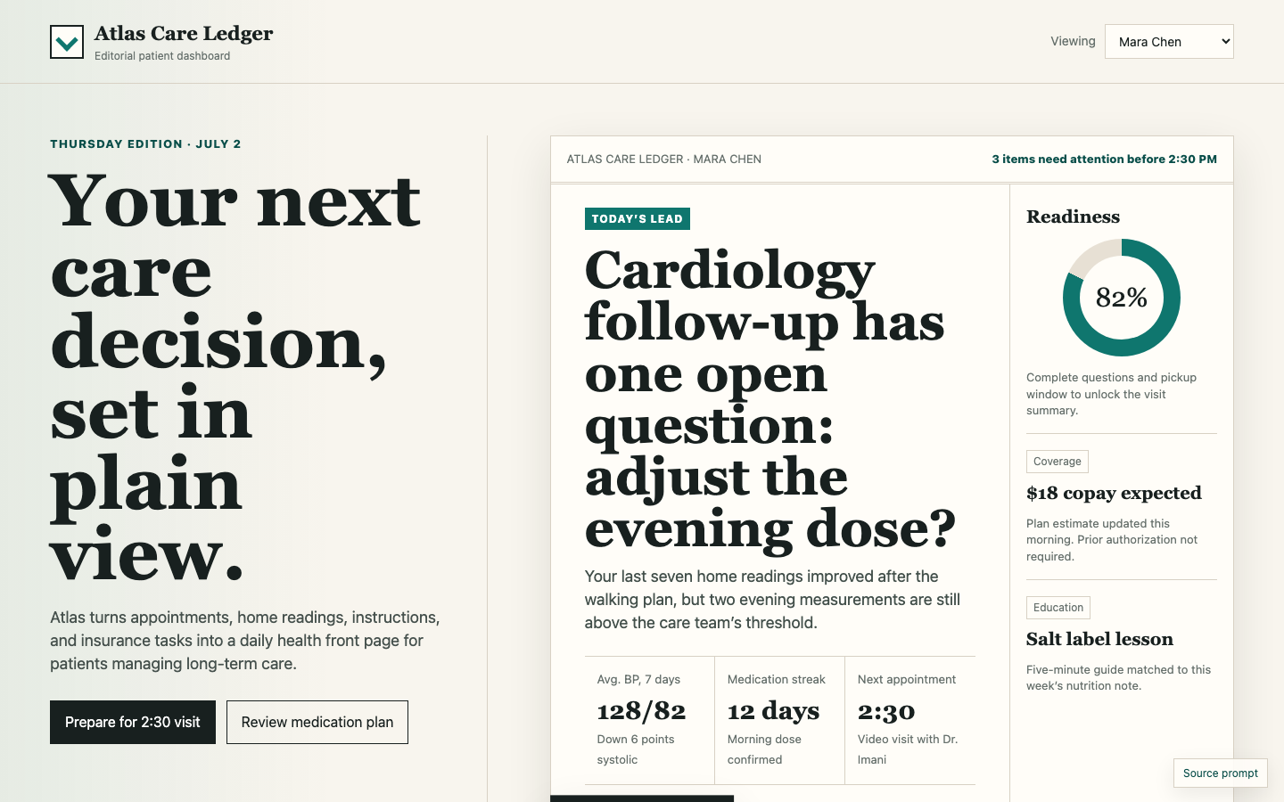 Healthcare, Education, Real Estate preview for Editorial Patient Dashboard for Healthcare
