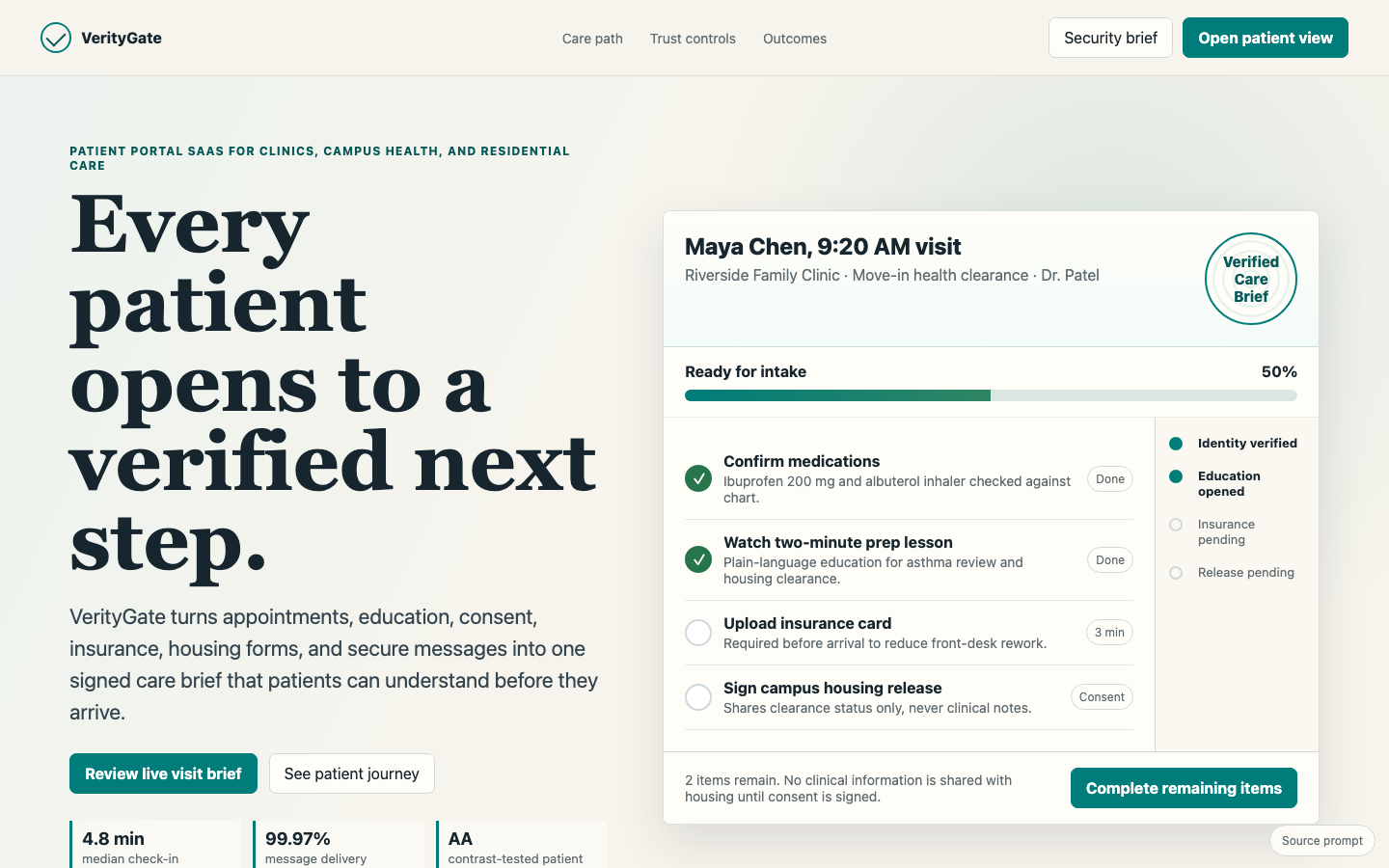 Healthcare, Education, Real Estate preview for Trustworthy Patient Portals for SaaS
