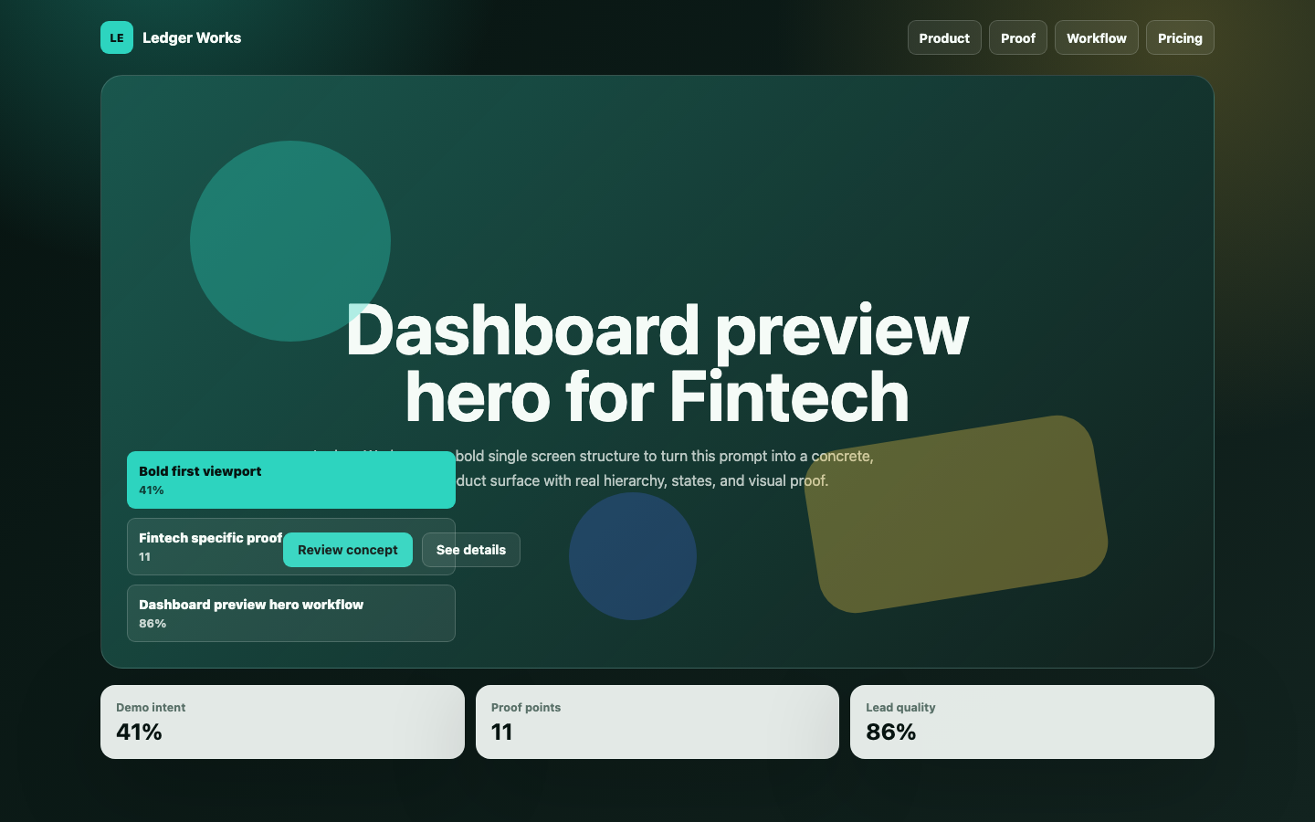 Hero Sections preview for Bold Dashboard Preview Hero for Fintech
