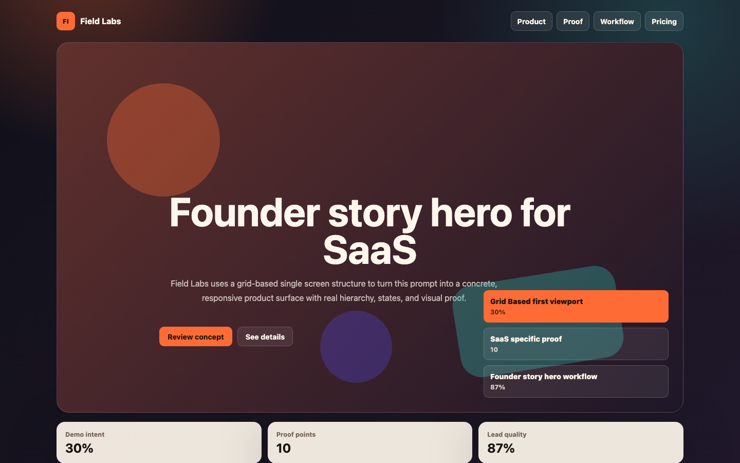 Hero Sections preview for Grid Based Founder Story Hero for SaaS