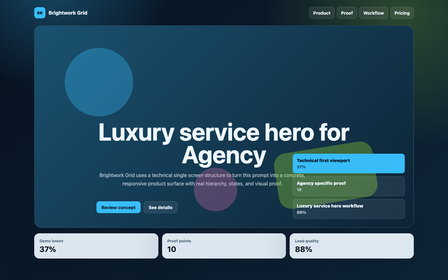 Hero Sections preview for Technical Luxury Service Hero for Agency