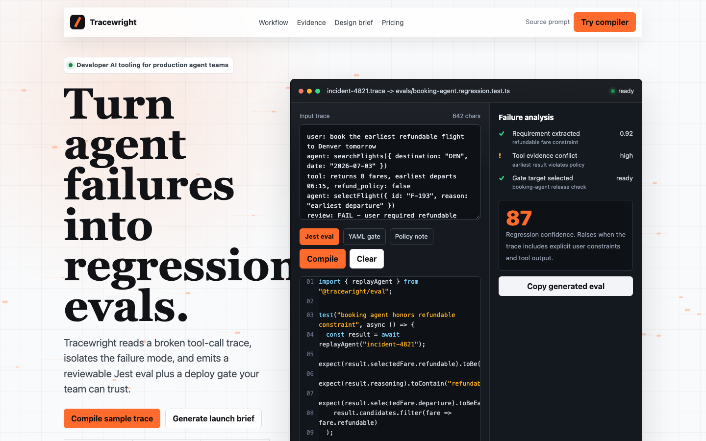 Landing Pages preview for Technical Developer AI Tools for AI startup