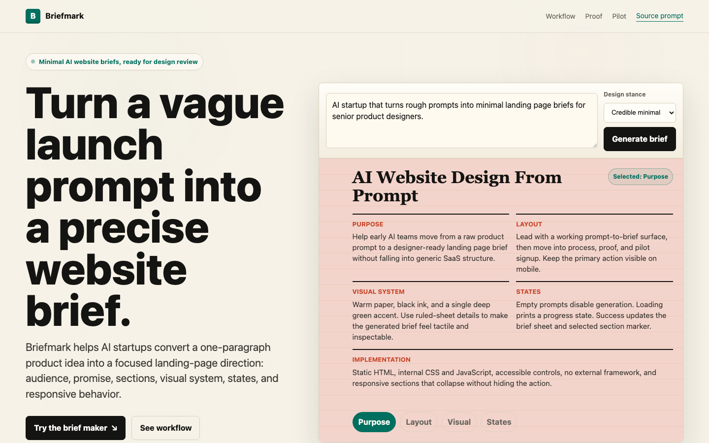 Landing Pages preview for Minimal AI Website Design From Prompt for AI startup