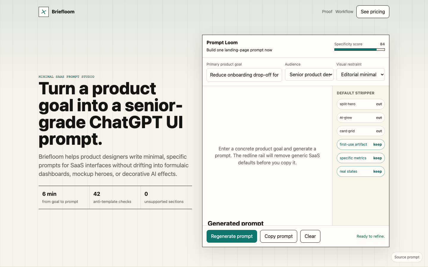 Landing Pages preview for Minimal ChatGPT UI Design Prompts for SaaS