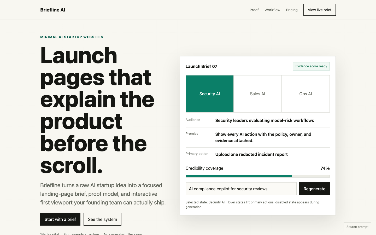 Landing Pages preview for Minimal AI Startup Websites for AI startup
