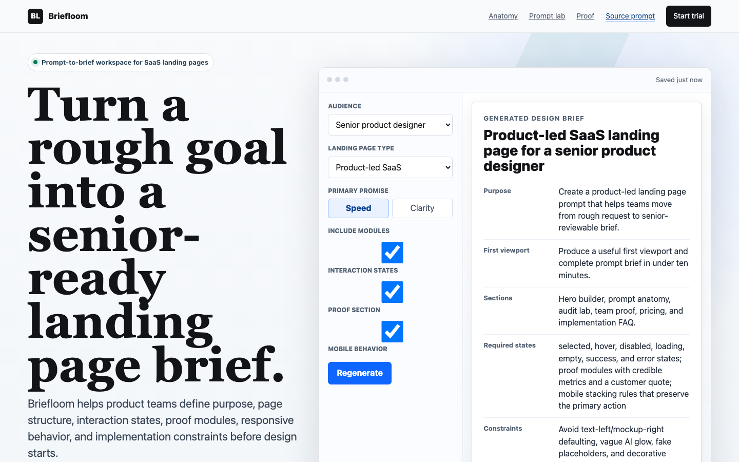 Landing Pages preview for Product Led Landing Page Design Prompts for SaaS