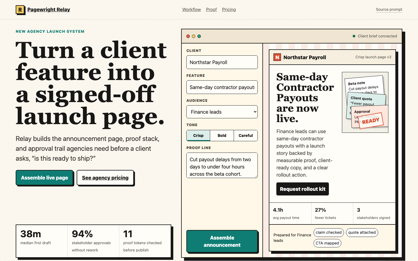 Landing Pages preview for Product Led Feature Announcement Page for Agency