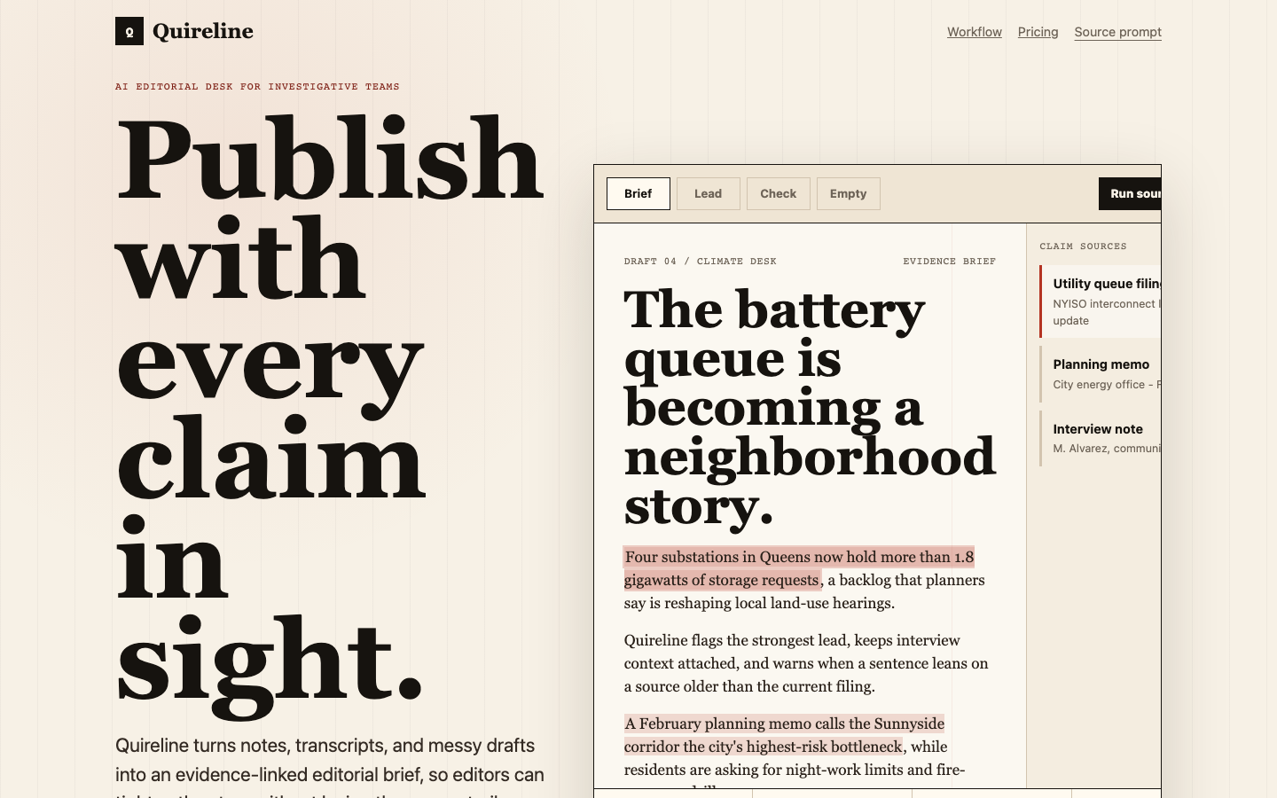 Landing Pages preview for Editorial Waitlist Launch Page for AI startup