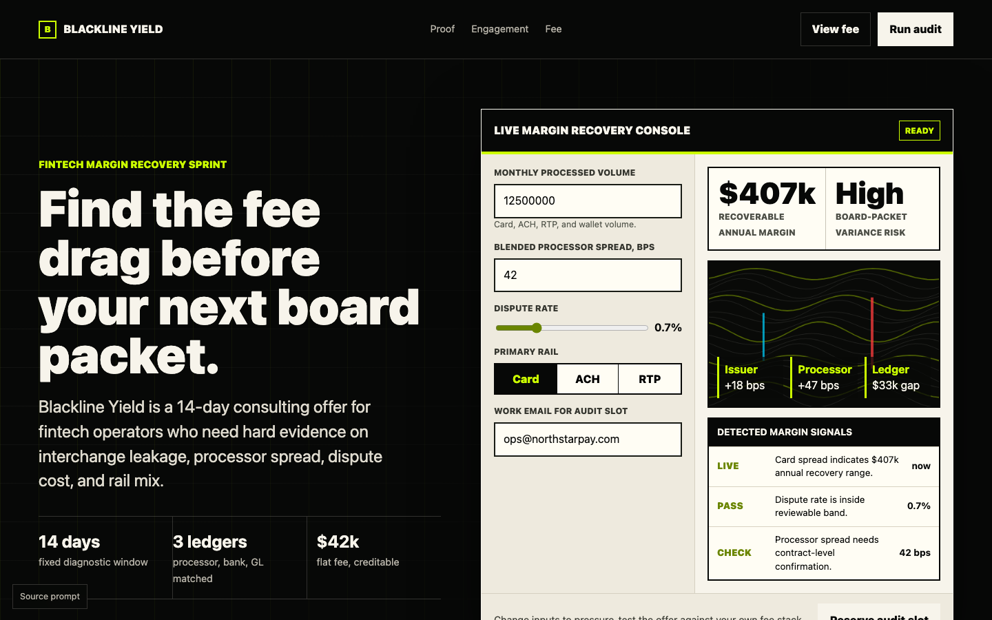 Landing Pages preview for High Contrast Consulting Offer Page for Fintech