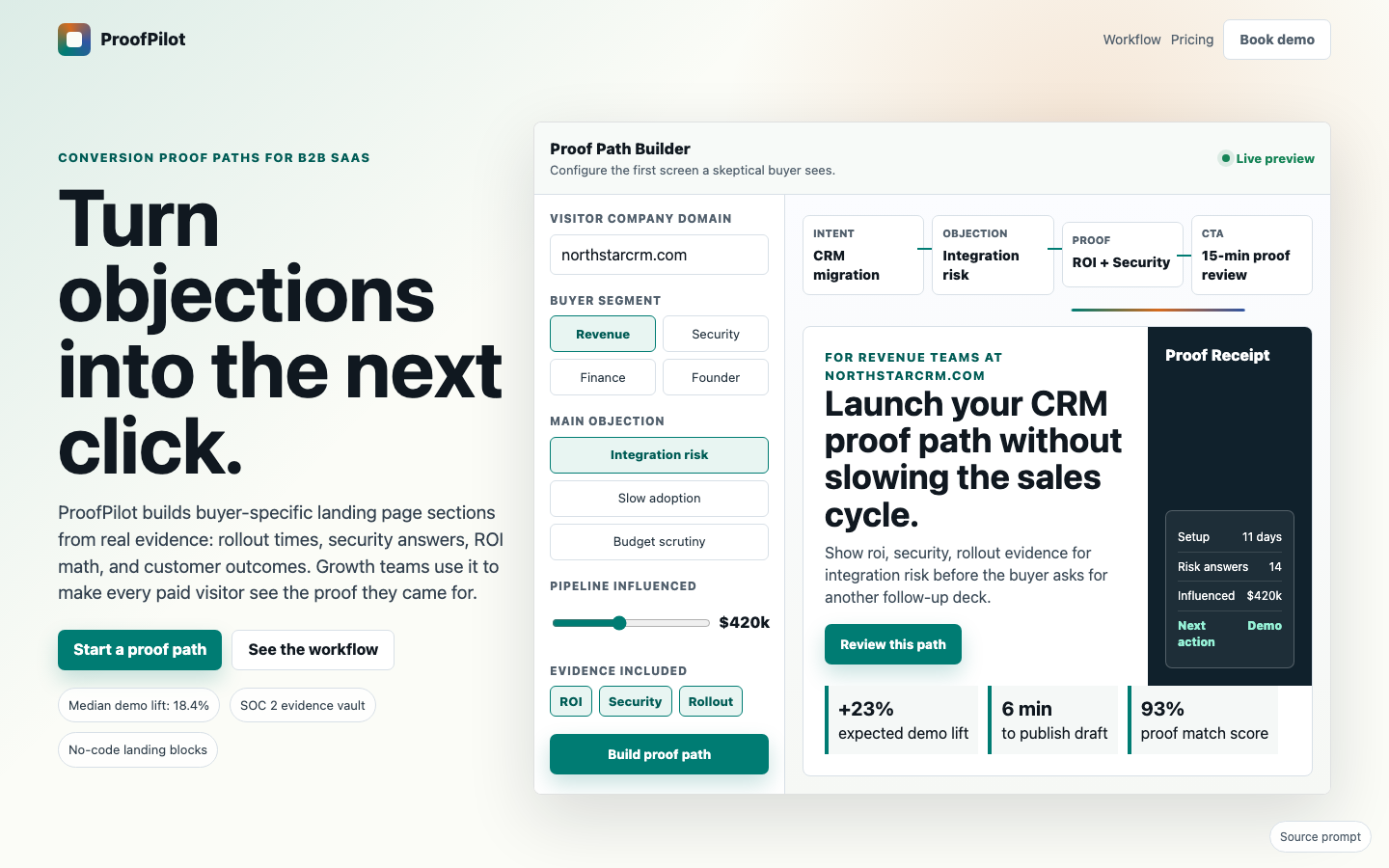 Landing Pages preview for Conversion Focused SaaS Landing Page Prompt