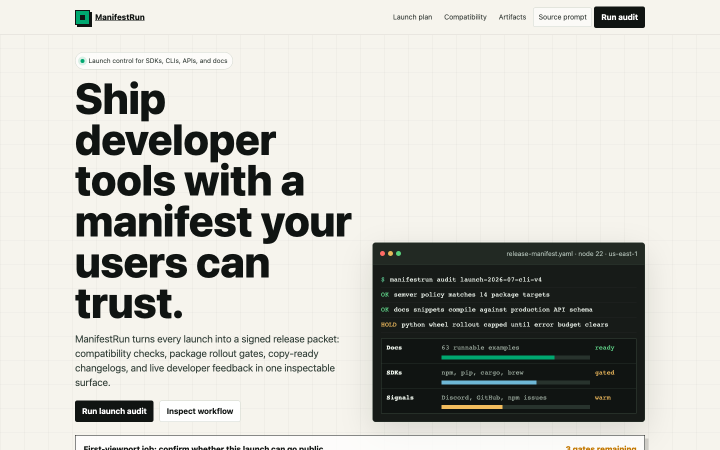 Landing Pages preview for Technical Developer Tool Launches for Developer tools