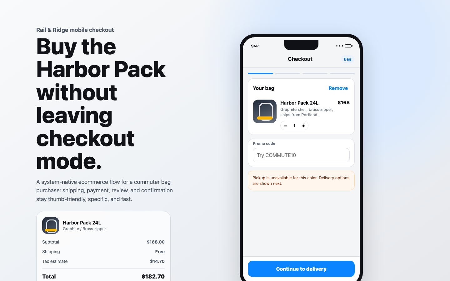 Mobile App Screens preview for System Native Checkout Flow for Ecommerce