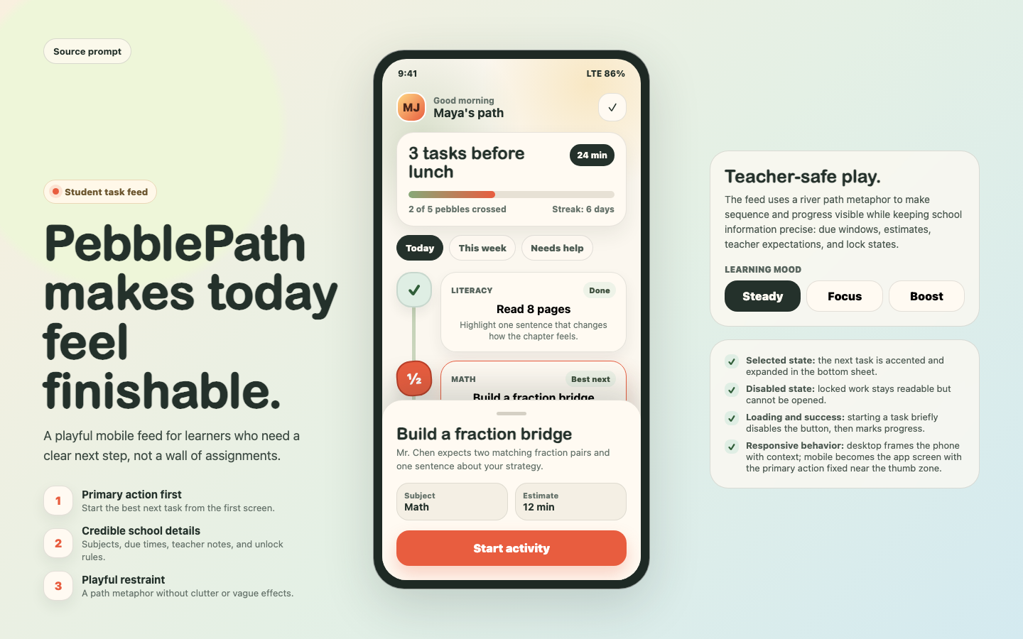 Mobile App Screens preview for Playful Task Feed for Education