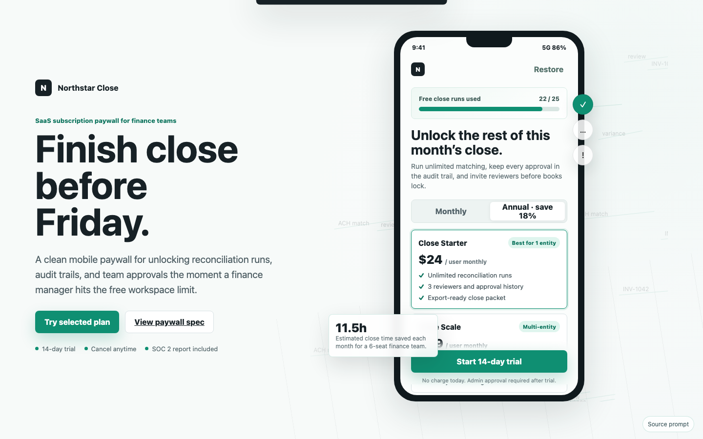 Mobile App Screens preview for Clean Subscription Paywall for SaaS