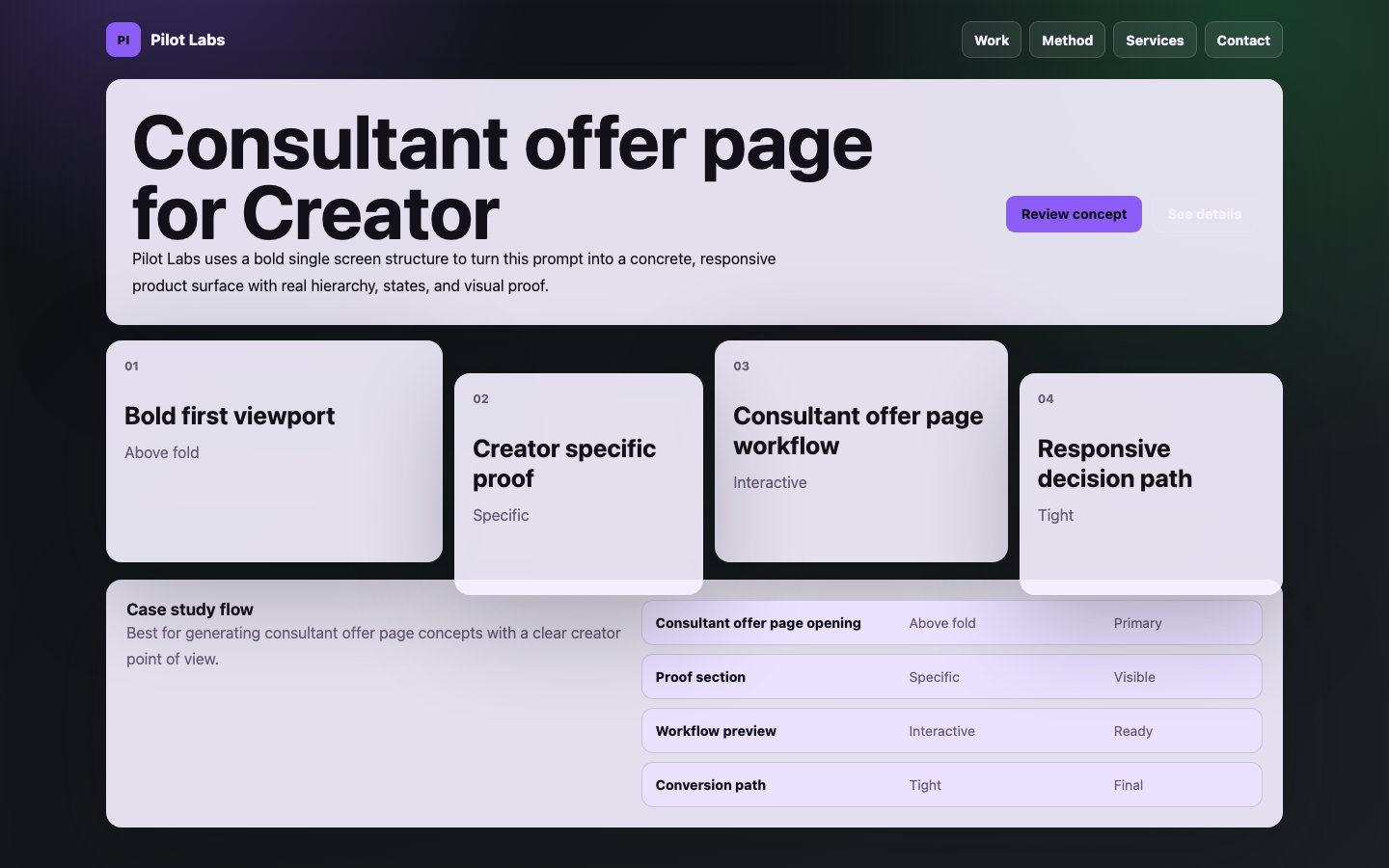 Portfolios and Agencies preview for Bold Consultant Offer Page for Creator
