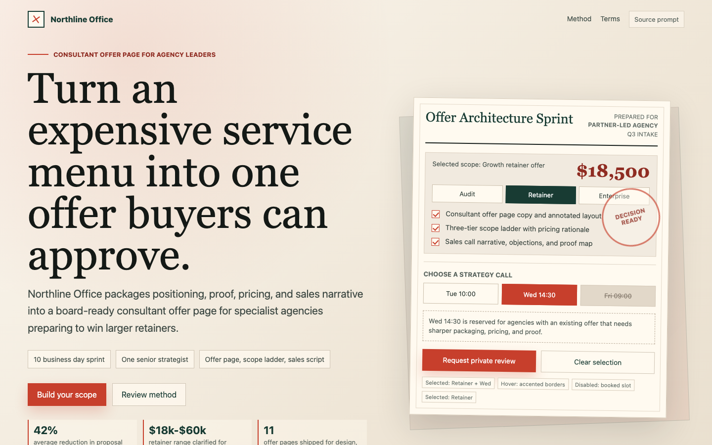 Portfolios and Agencies preview for Refined Consultant Offer Page for Agency