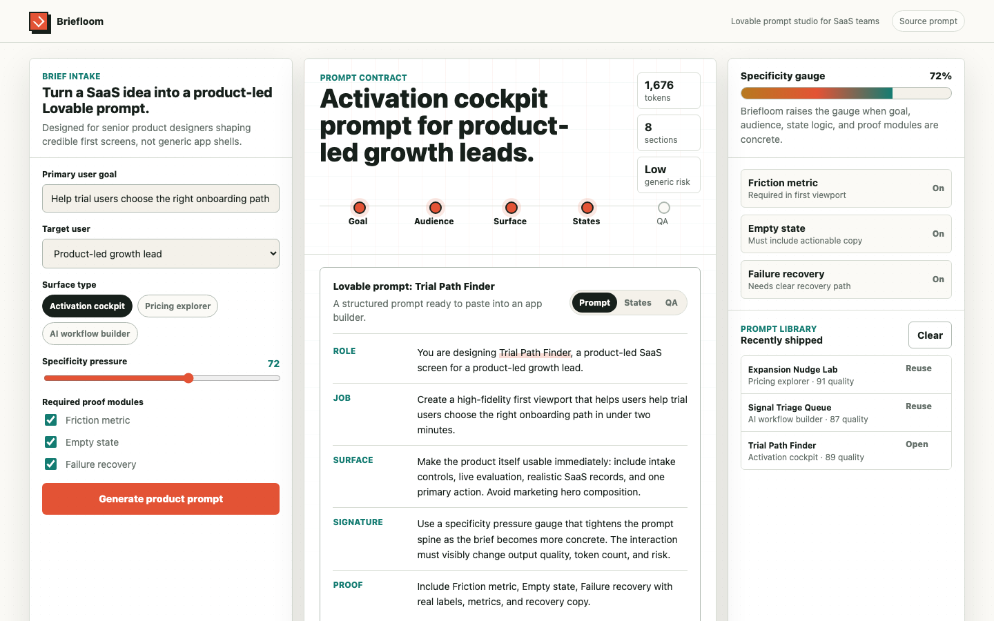 SaaS and AI Startups preview for Product Led Lovable App Development Prompts for SaaS