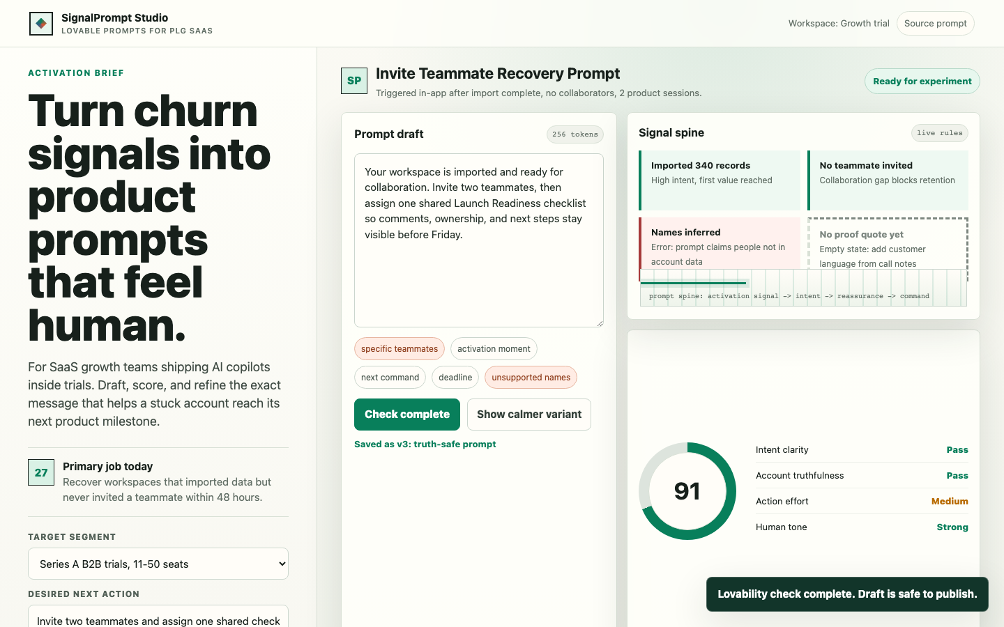 Product Led Lovable Prompts for SaaS prototype poster