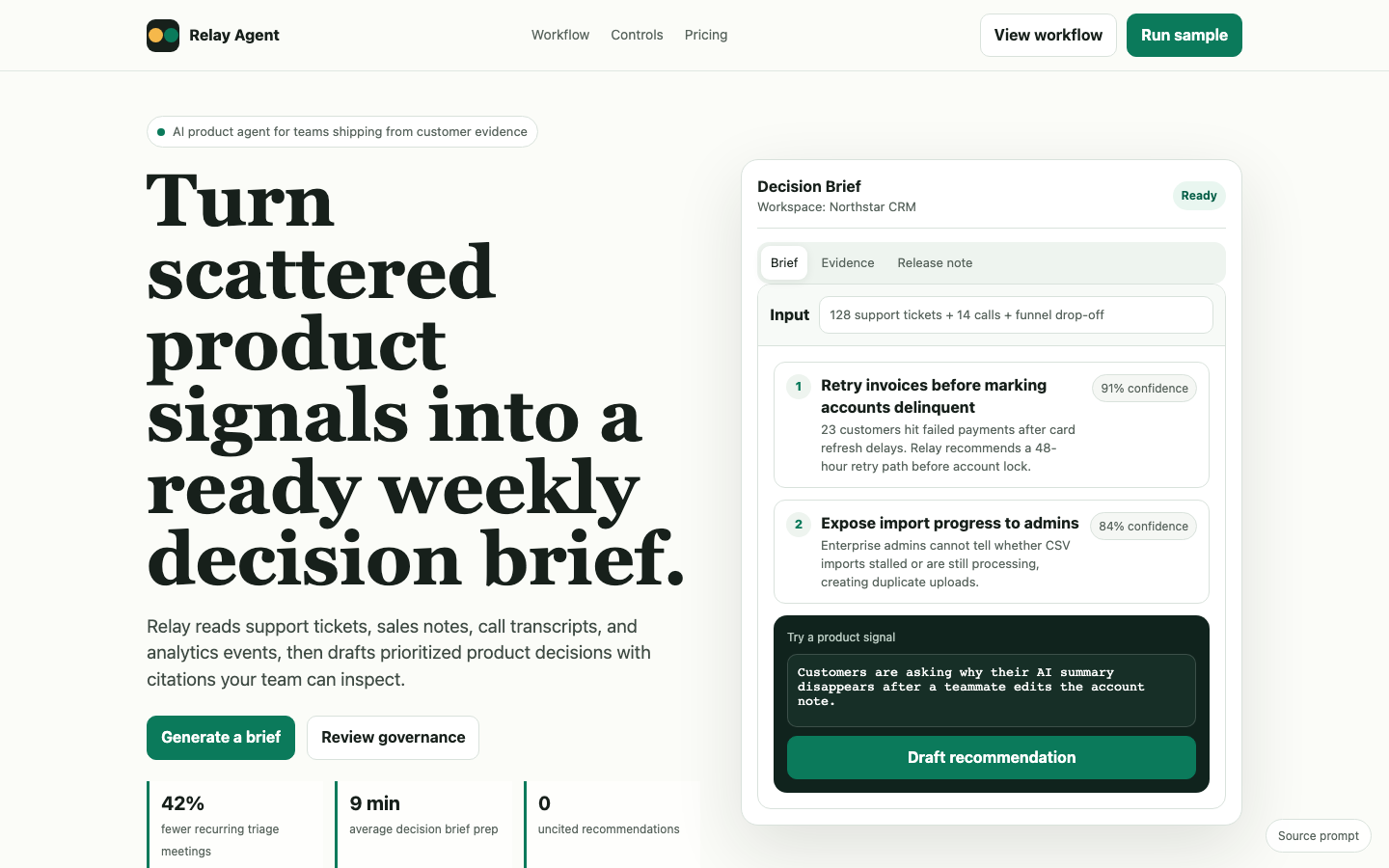 SaaS and AI Startups preview for Product Led AI Agent Product Page for AI startup