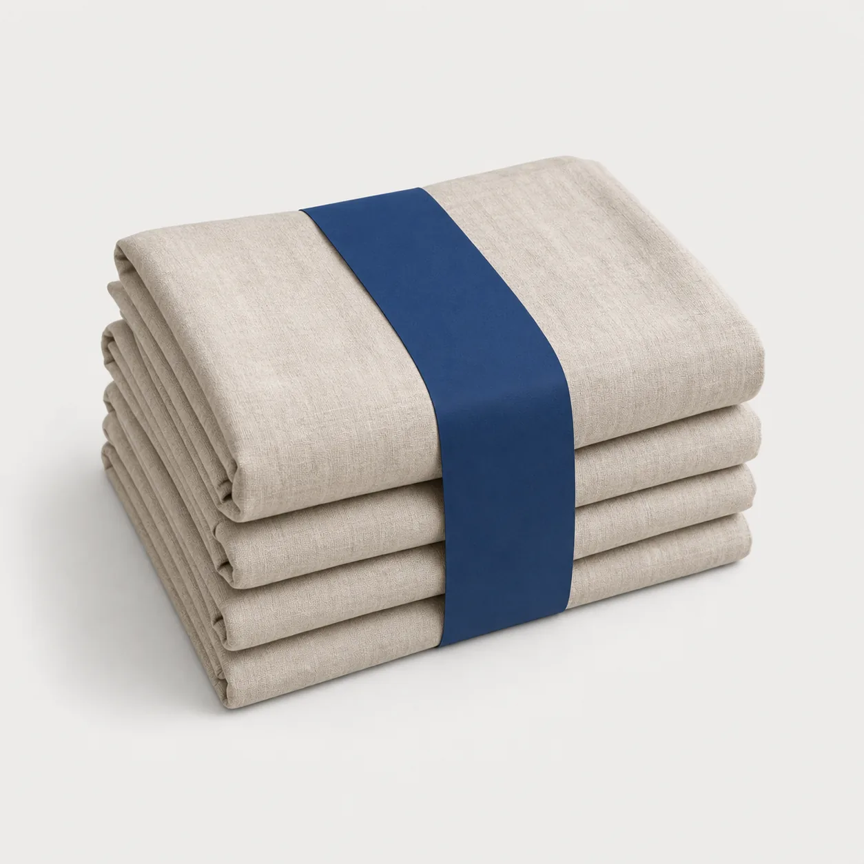 Folded stonewashed linen sheet set